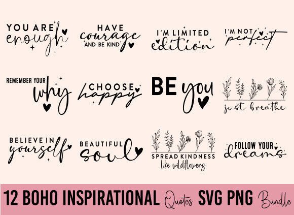 Download Boho Inspirational Quotes SVG PNG Bundle - Inspirational quotes Collection