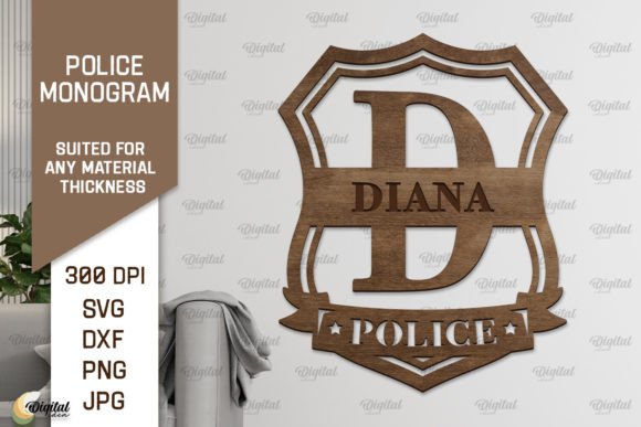 Download Letter D SVG. Police Monogram Laser Cut - Monogram laser cut Collection