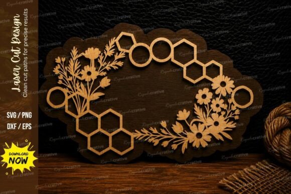 Download Honeycomb Daisy Monogram Laser Cut SVG - Monogram laser cut Collection