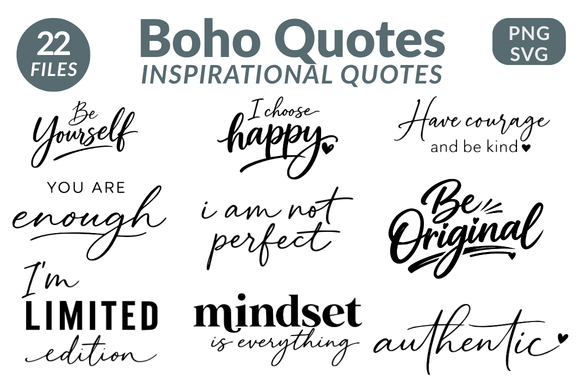 Download Boho Inspirational Quotes SVG PNG BUNDLE - Inspirational quotes Collection