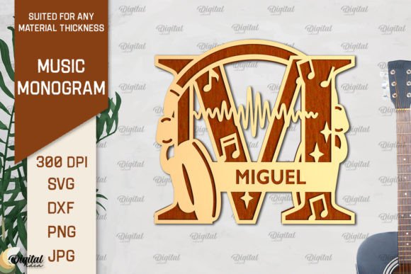 Download Letter M SVG. Music Monogram Laser Cut - Monogram laser cut Collection