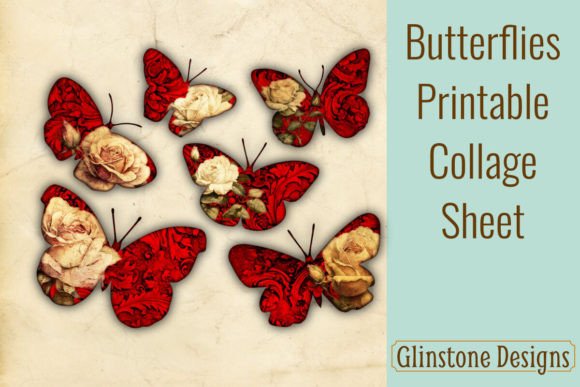 Download Gothic Rose Butterflies Collage Sheet - Premium Resources