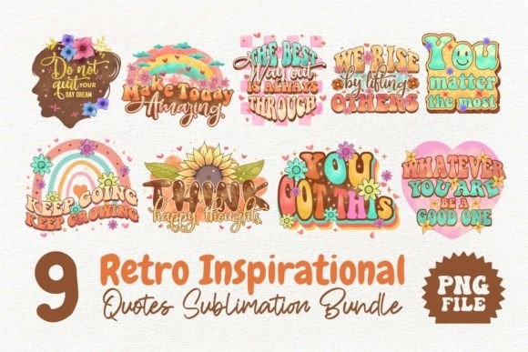 Download Retro Inspirational Quotes PNG Bundle - Inspirational quotes Collection