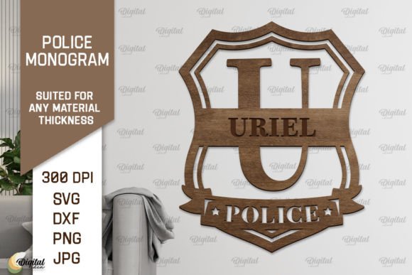 Download Letter U SVG. Police Monogram Laser Cut - Premium Resources